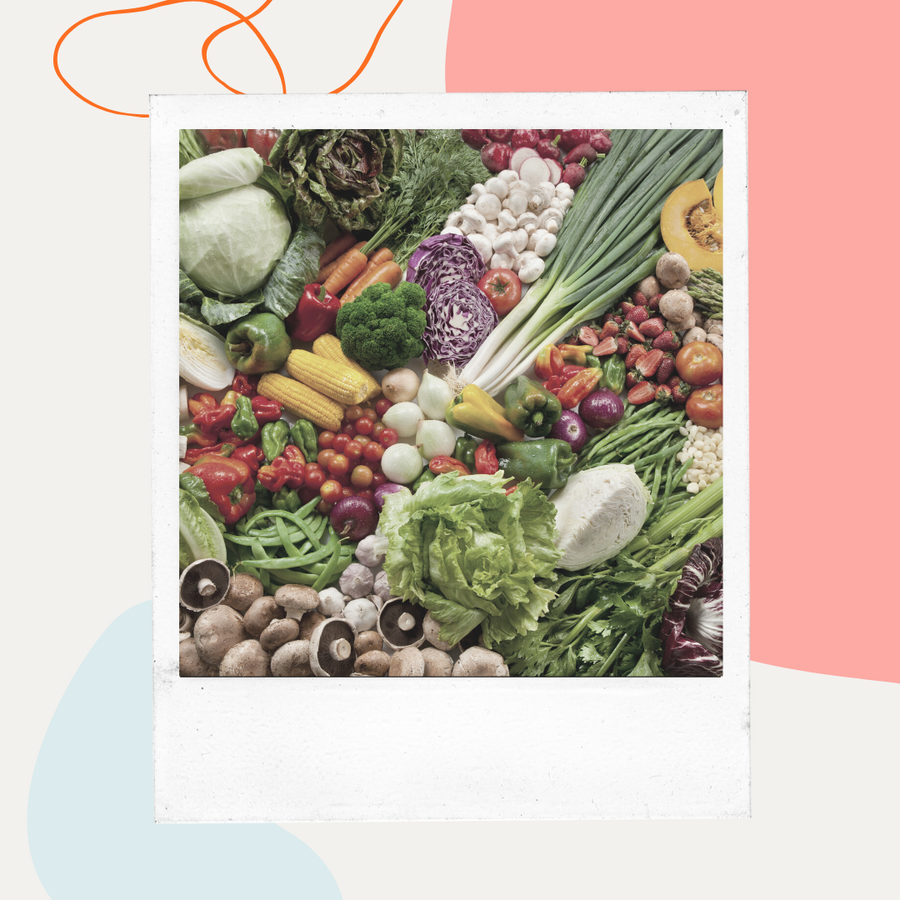Assortment of fresh vegetables, legumes, and greens