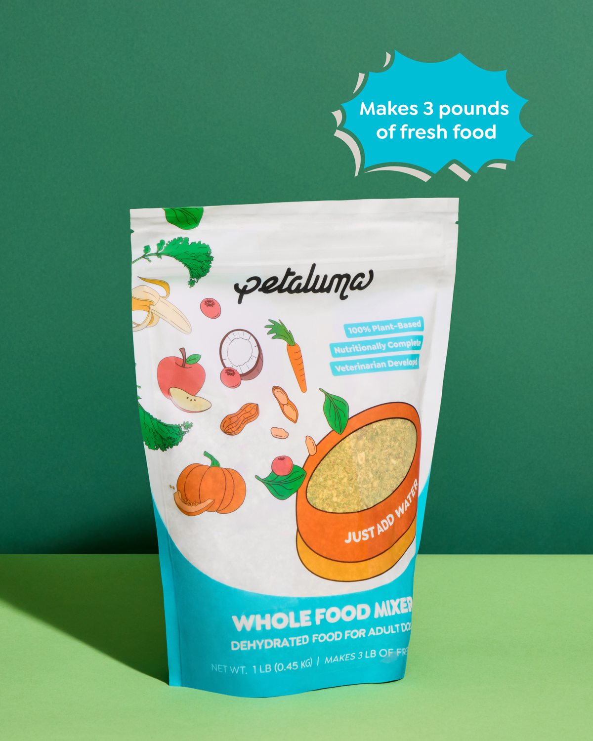 1 lb bag of Petaluma Whole Food Mixer — makes 3 pounds of fresh dog food