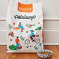 Petaluma dog food bag with a bowl of dog food on a wooden floor