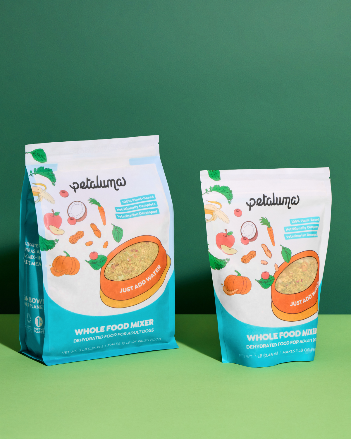 Petaluma Whole Food Mixer dehydrated plant-based dog food package